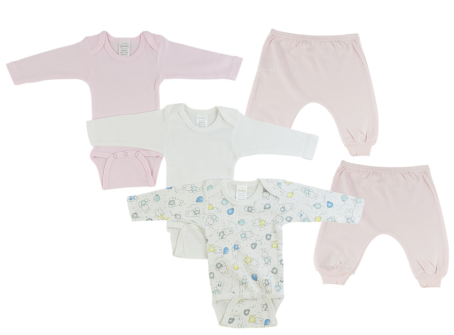 Infant Girls Long Sleeve Onezies and Joggers (5 Pack)