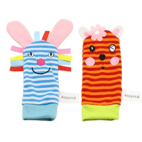 Cartoon Plush Socks With Strap Rattles Baby Toys - 0 12 Months