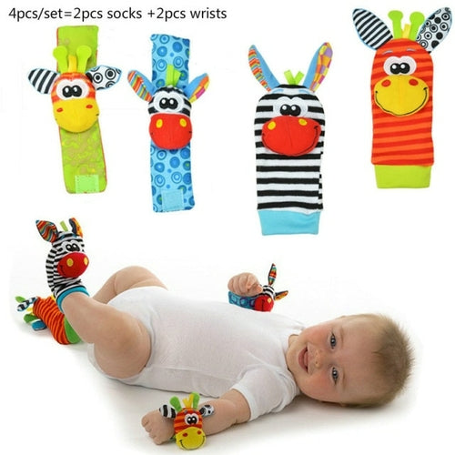 Cartoon Plush Socks With Strap Rattles Baby Toys - 0 12 Months