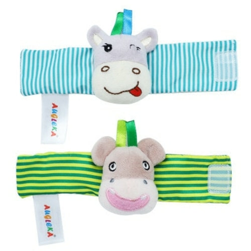 Cartoon Plush Socks With Strap Rattles Baby Toys - 0 12 Months