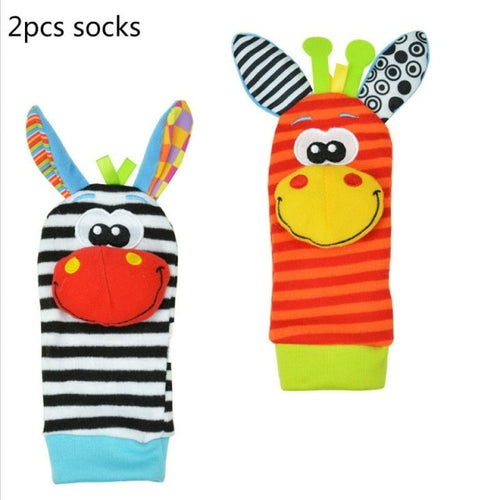 Cartoon Plush Socks With Strap Rattles Baby Toys - 0 12 Months