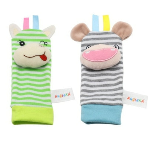 Cartoon Plush Socks With Strap Rattles Baby Toys - 0 12 Months