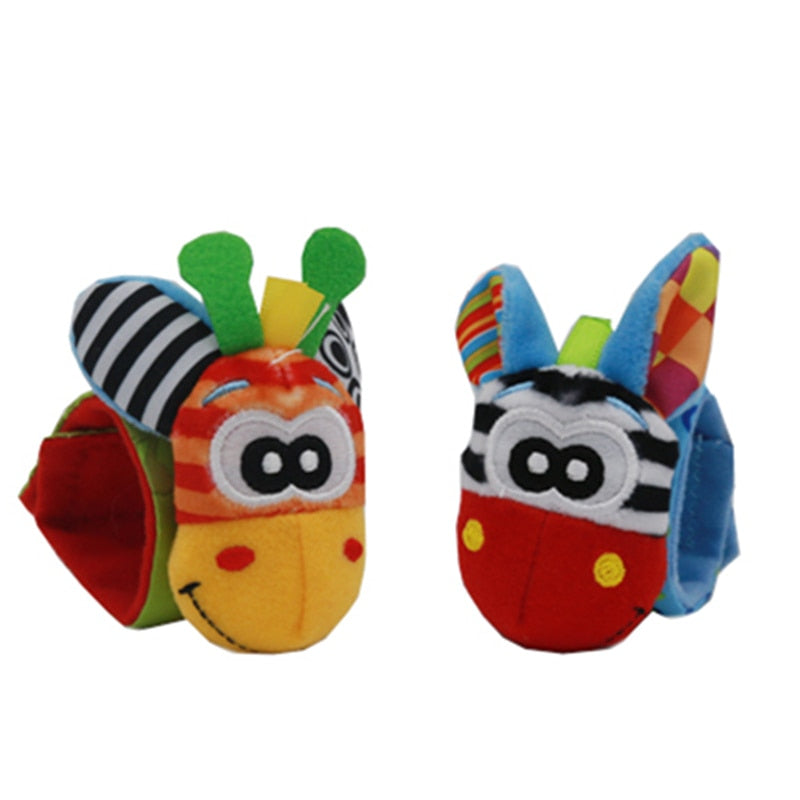 Cartoon Plush Socks With Strap Rattles Baby Toys - 0 12 Months