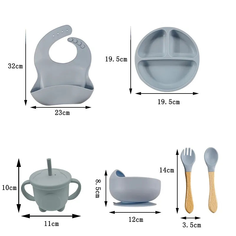 Baby 6 Piece Feeding Set with Bowl, Bib and Spoon