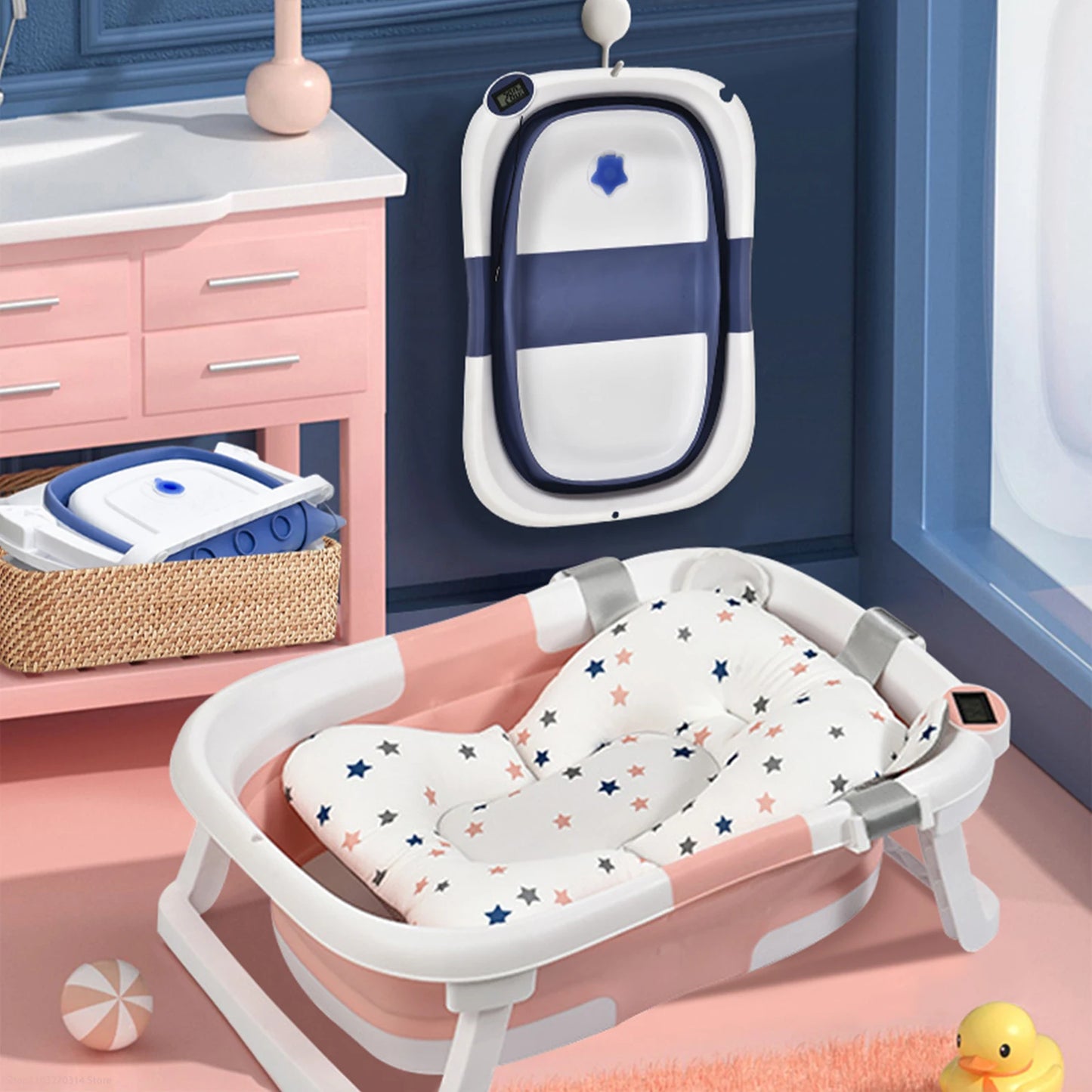 Real-time Temperature - Silicone Baby Bathtub - Non-Slip