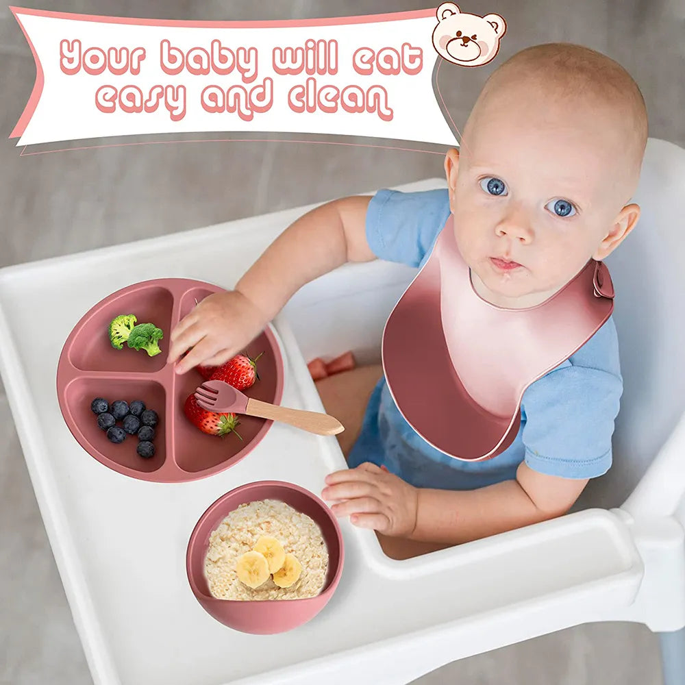 Baby 6 Piece Feeding Set with Bowl, Bib and Spoon