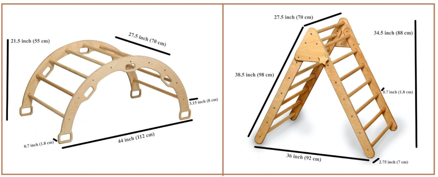 4 Pieces Toddler Climber Set / Climbing Triangle /Arch Rocker / Ramp &